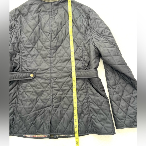 L.L. Bean Black Quilted Riding Jacket with Plaid Lining Fisherman Coastal - Picture 7 of 9